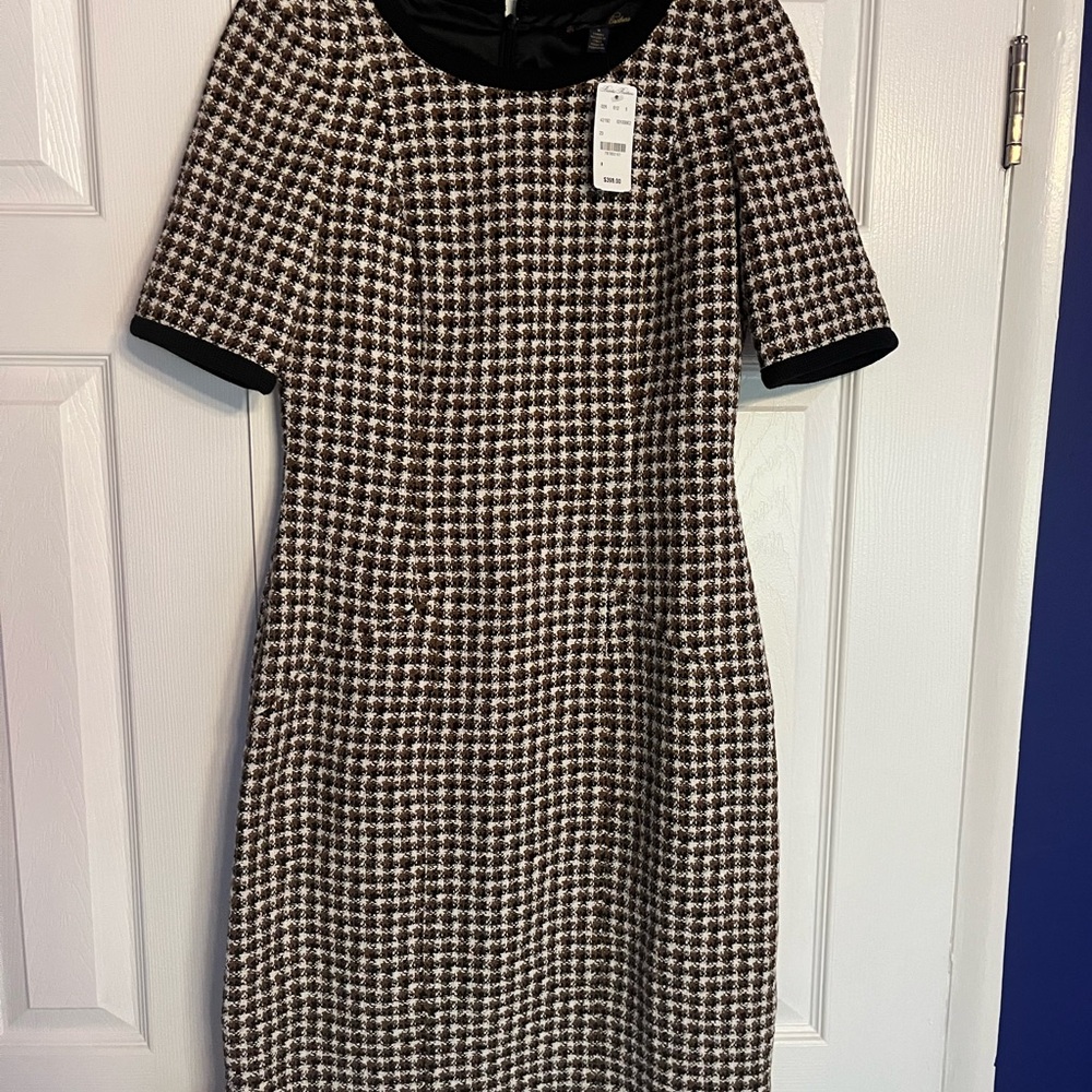 Brooks Brothers Black and White Checkered Midi Dress
